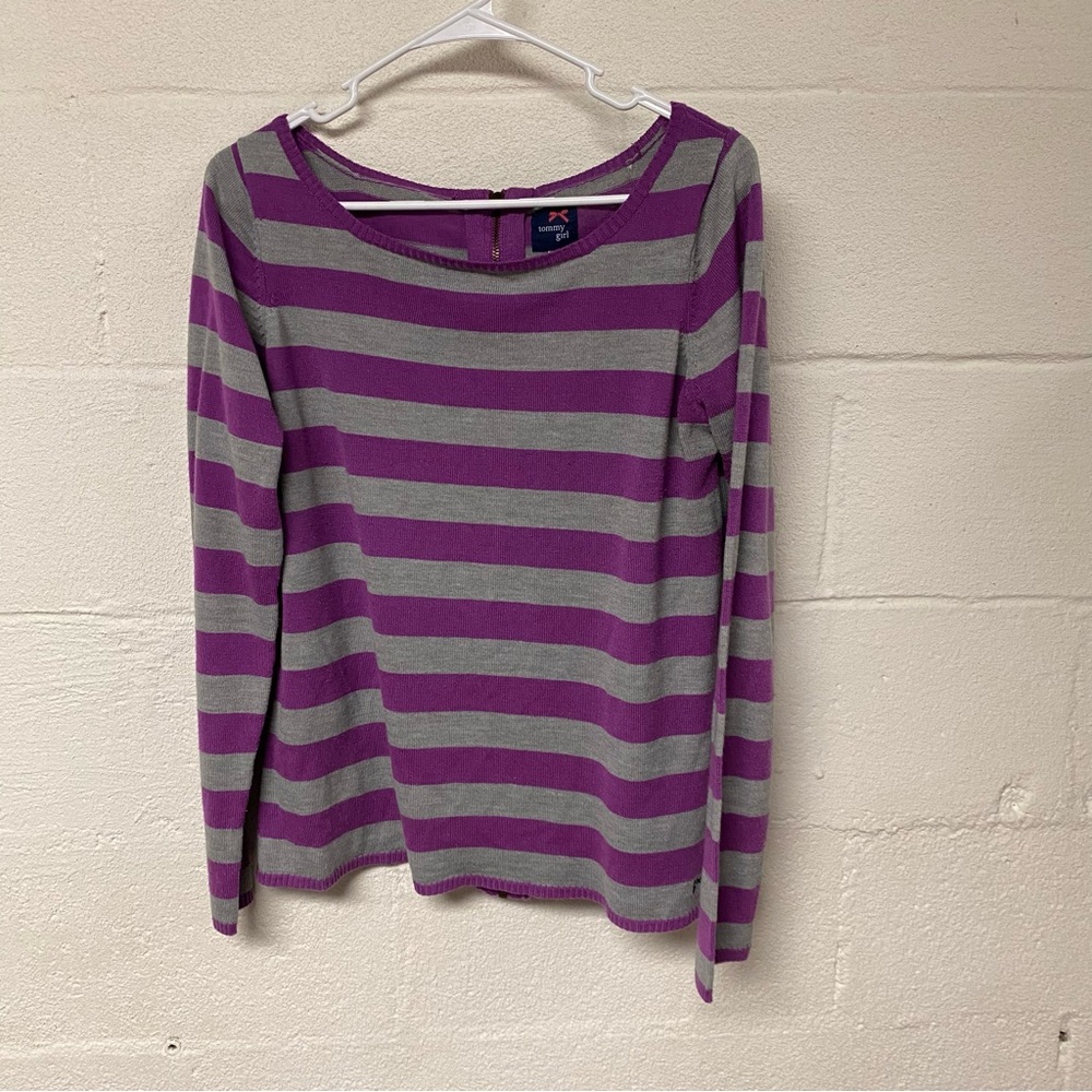 Tommy “Girl” Hilfiger Purple and Gray Long Sleeve Sweater Size Large